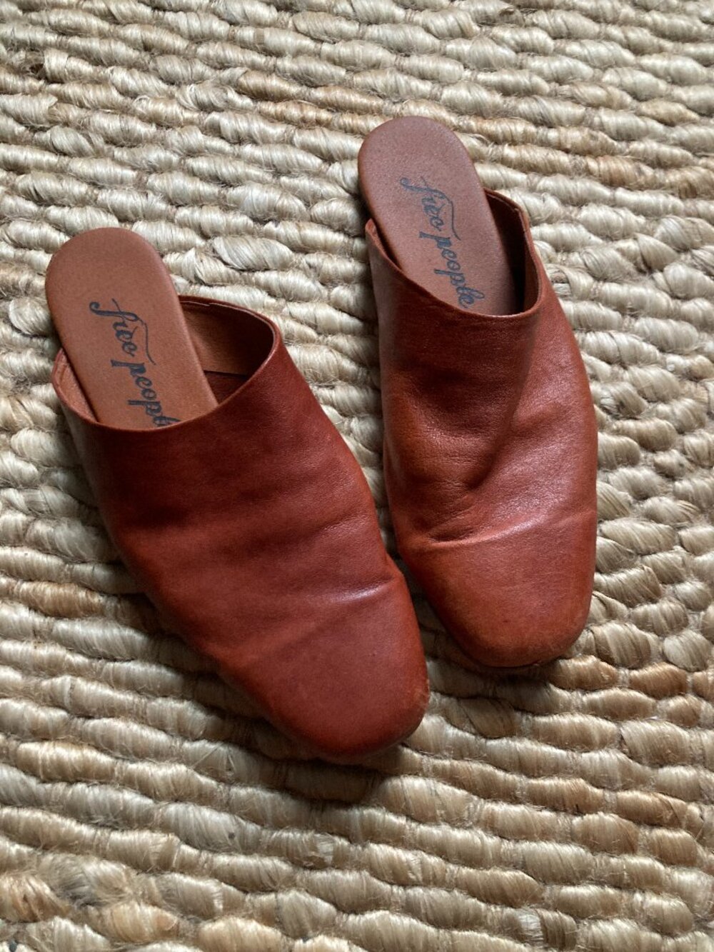 Brown Leather Mules, Free People size 39, US size 8